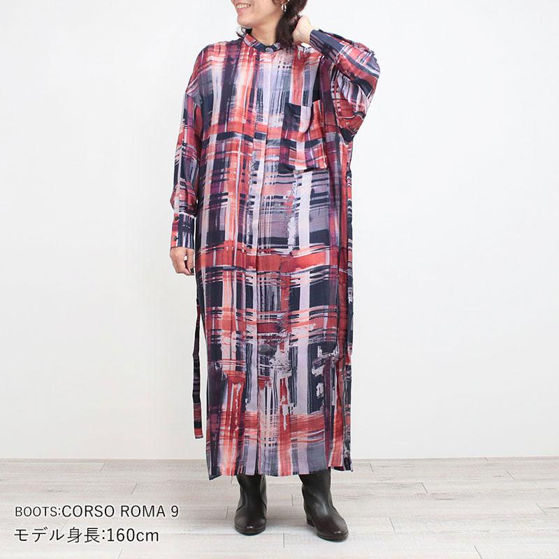 SACRA（サクラ） ワンピース BRUSH PAINTING PLAID シャツワンピース