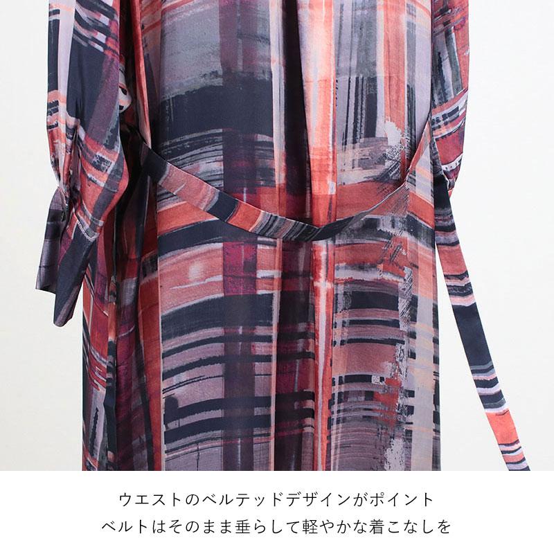 SACRA（サクラ） ワンピース BRUSH PAINTING PLAID シャツワンピース