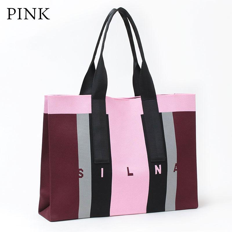 SILNA minacolo トートバッグ ニットカラーブロックトート ストライプ2