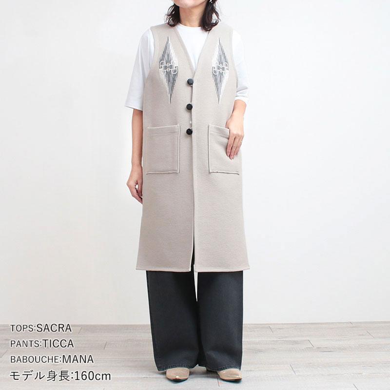 TICCA（ティッカ） ロングジレ ネイティブ柄 ベスト TBDS-092 爆買