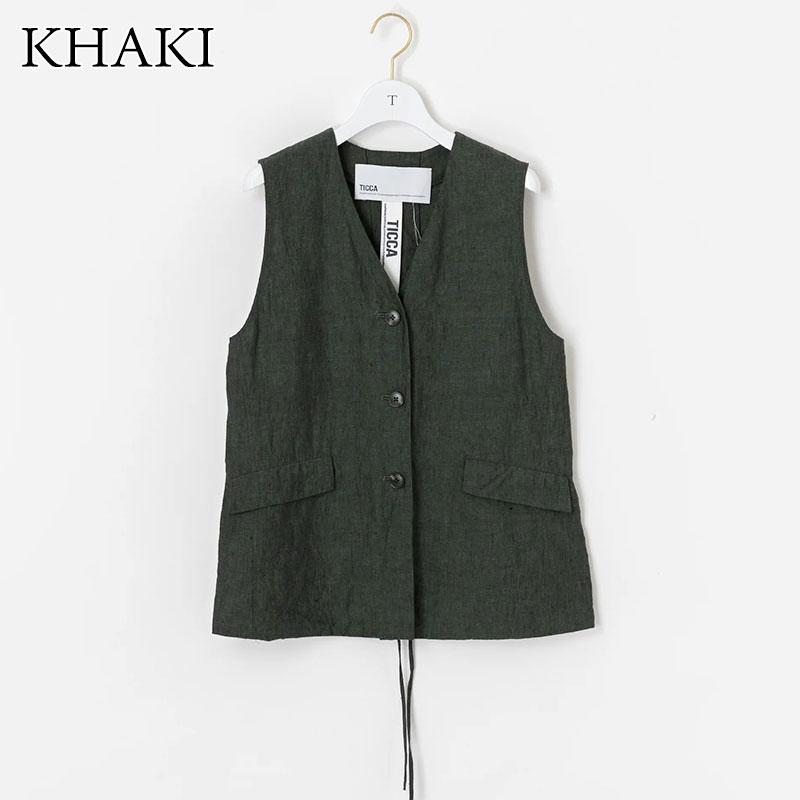 イエナ購入　TICCA ティッカ　リネンパナマロングベスト定価35200ベージュ イエナ購入 TICCA ティッカ リネンパナマロングベスト定価35200