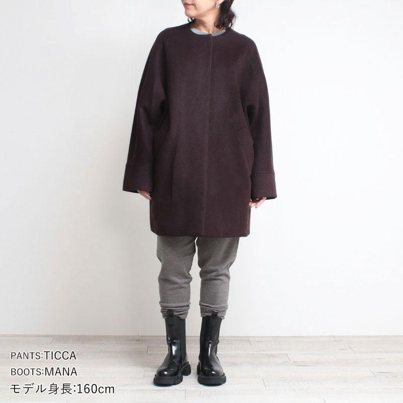 TICCA ウールコート ティッカ ノーカラーテントコート TBEA-244