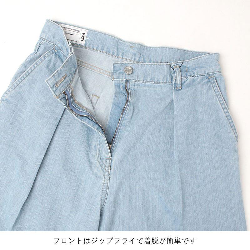 TICCA（ティッカ） デニム レディース ライトデニム タックワイド
