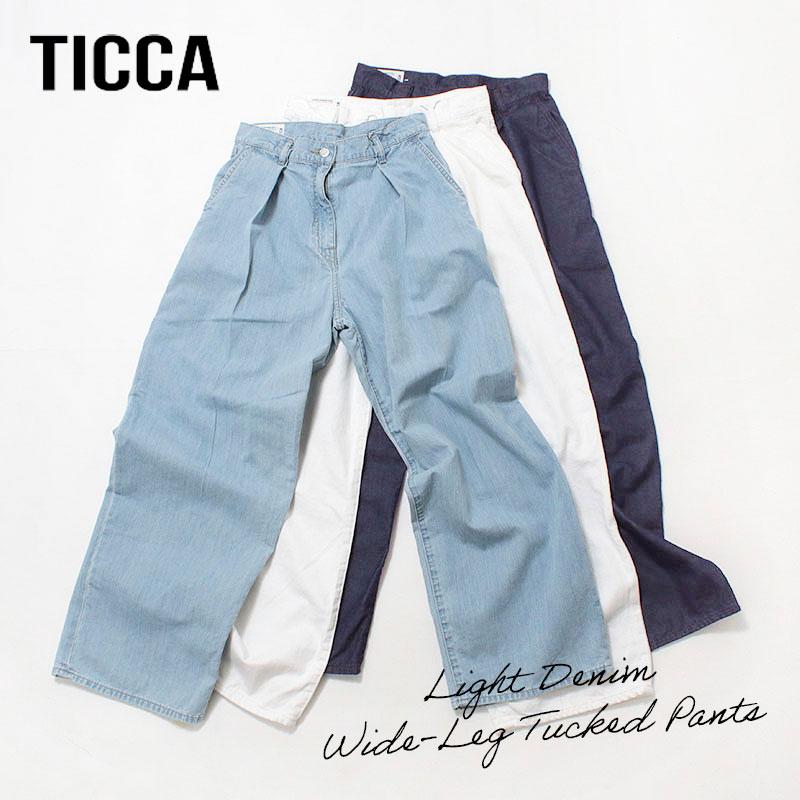 TICCA（ティッカ） デニム レディース ライトデニム タックワイド