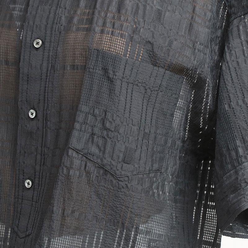 TICCA ティッカ レースチェックジャガード 半袖シャツ 新作 春夏ブラック