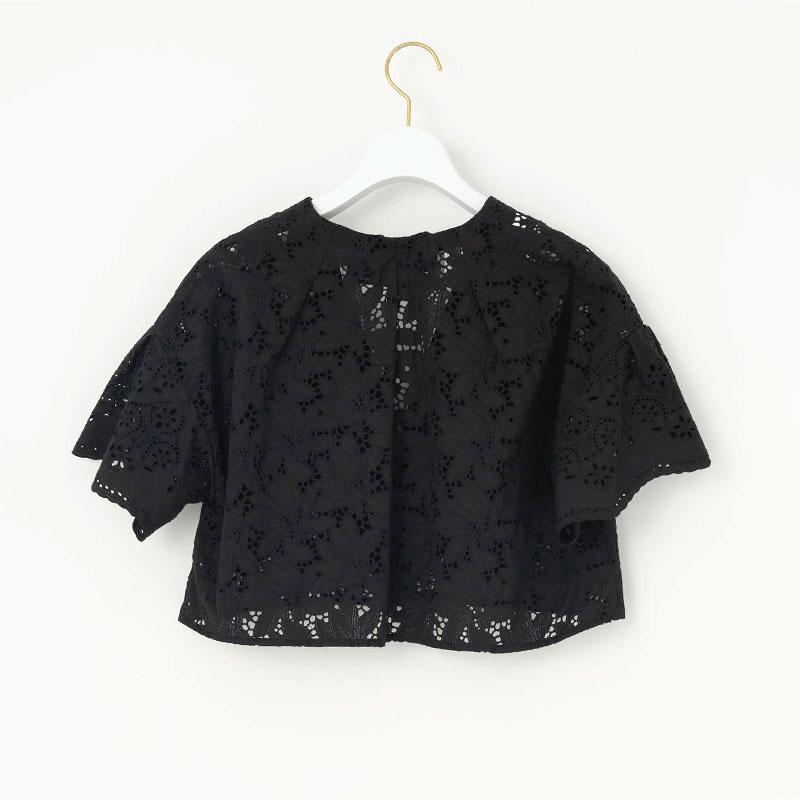 TICCA ブラック レース トップス 半袖 TICCA（ティッカ） ジャケット フラワーレース 半袖 ブラウス TBES-113