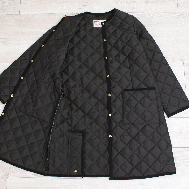 美品♪トラディショナルウェザー アークリーロング キルティング 黒 ry9 Traditional Weatherwear Aライン アークリーロング