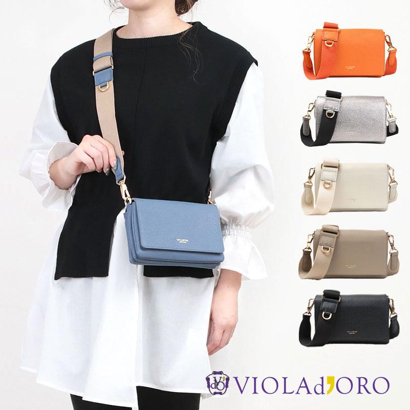 VIOLAd'ORO ヴィオラドーロ ショルダーバッグ レザーポシェット VIOLAd'ORO ヴィオラドーロ ショルダーバッグ レザーポシェット