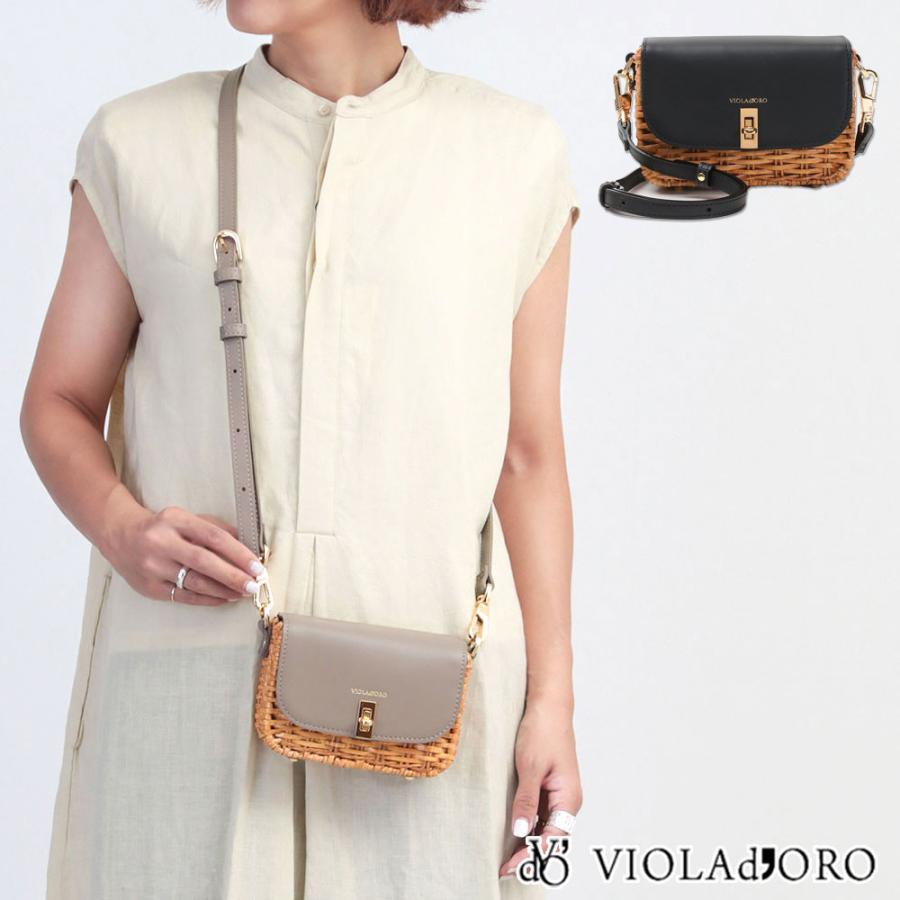 VIOLAd'ORO ヴィオラドーロ ラタン かごバッグ ミニショルダー VIOLAd'ORO ヴィオラドーロ ラタン かごバッグ ミニショルダー