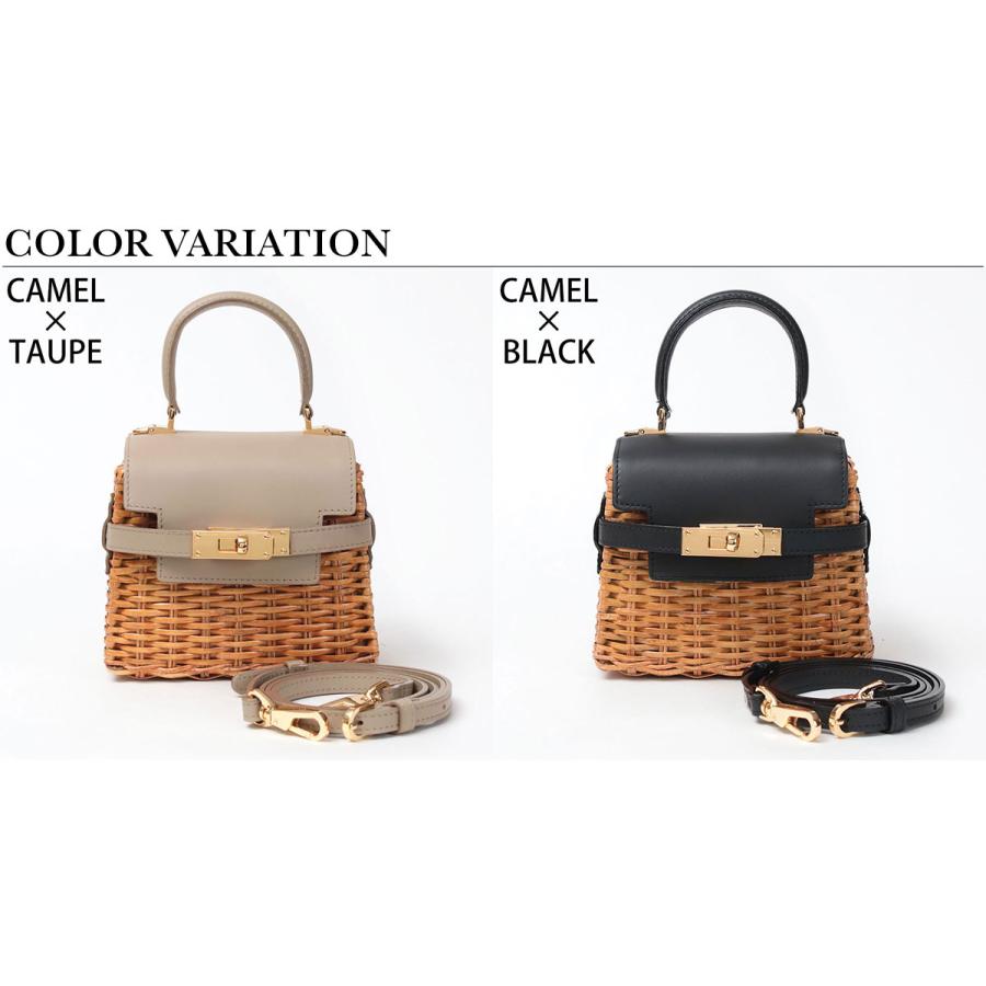 VIOLAd'ORO ヴィオラドーロ ラタンバッグ ターンロック付き2WAY VIOLAd'ORO ヴィオラドーロ ラタンバッグ ターンロック付き2WAY