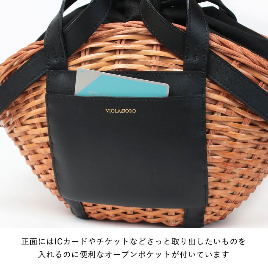 未使用品＊VIOLAd'ORO スプリットラタン ファー付きかごバッグ VIOLAd'ORO（ヴィオラドーロ） かごバッグ スプリットラタン