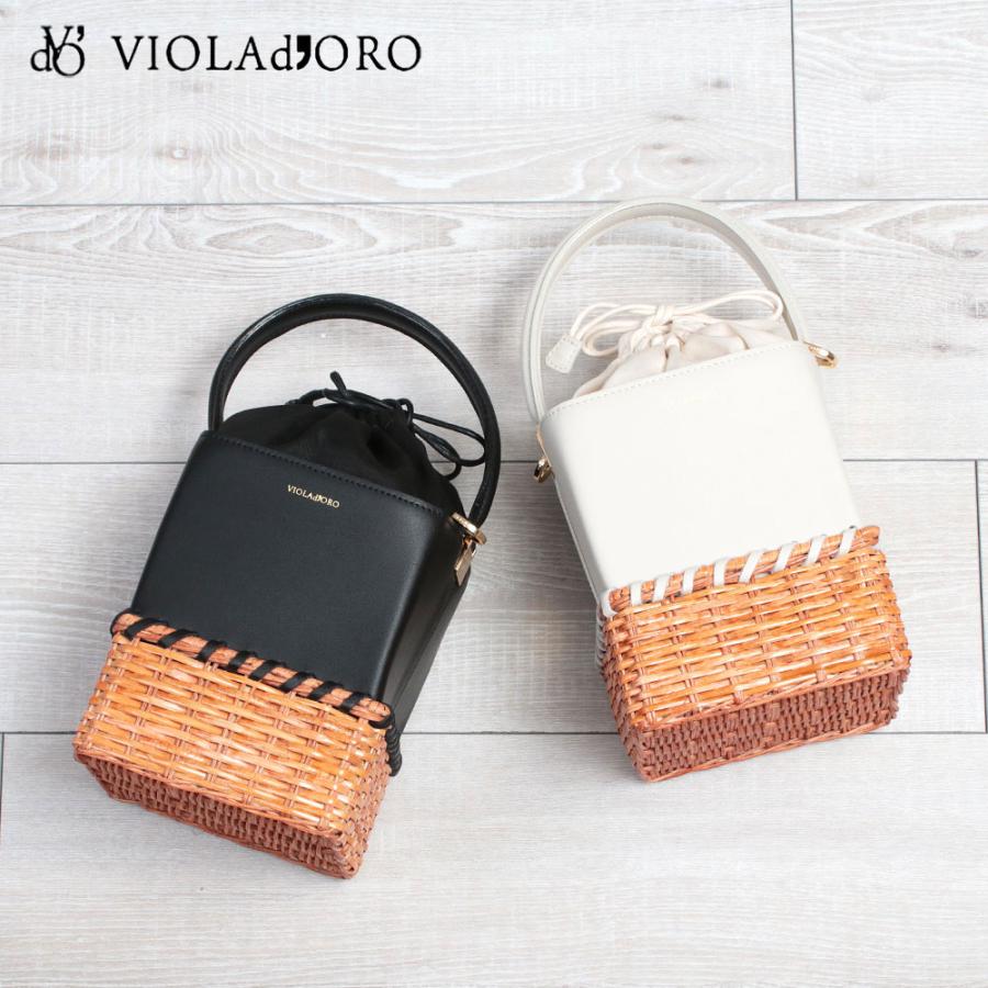 VIOLAd'ORO ヴィオラドーロ かごバッグ 2WAYショルダー ラタン VIOLAd'ORO ヴィオラドーロ かごバッグ 2WAYショルダー ラタン