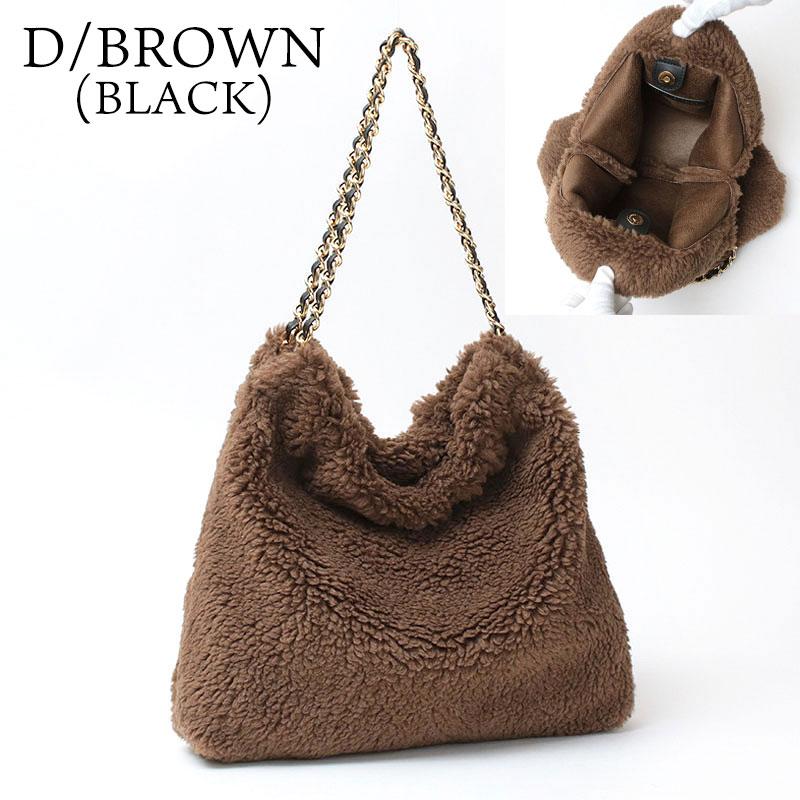 ヴィオラドーロ　ELMO　ファーバッグ　ブラウン　チェーンショルダー　トート VIOLAd'ORO ヴィオラドーロ ファーバッグ ELMO エコムートン