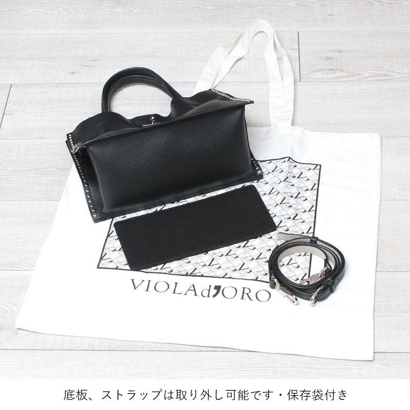 ✨未使用級✨ ヴィオラドーロ 2way ハンドバッグ ブラック レザー ポーチ VIOLAd'ORO ヴィオラドーロ ハンド ショルダー バッグ レザー