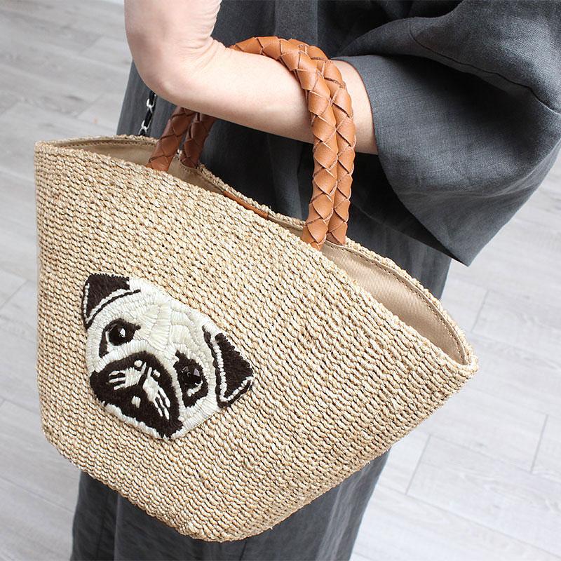 VIOLAd'ORO（ヴィオラドーロ） かごバッグ MIRO ネコイヌ刺繍 V-9010