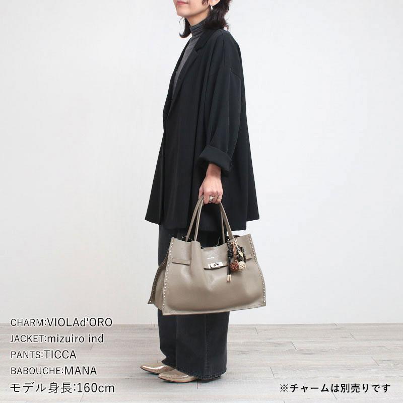 VIOLAd'ORO スタッズ S トートバッグ　MIRO ヴィオラドーロのスタッズ付き肩掛けトートバック MIRO | 送料無料