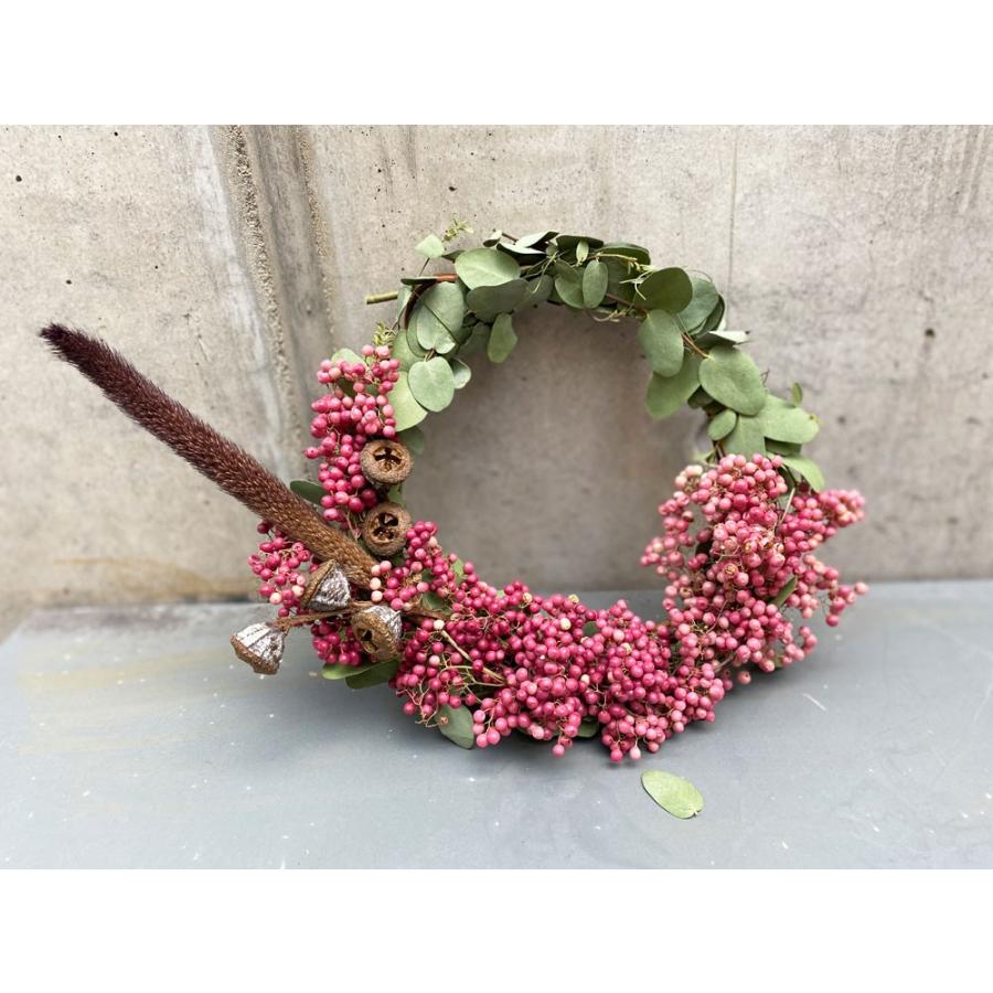 ドライフラワー ユーカリ ピンク ペッパーベリー ユーカリの実 テールリード ハンドメイドリース Drywreathpkct ジョリータイム 通販 Yahoo ショッピング