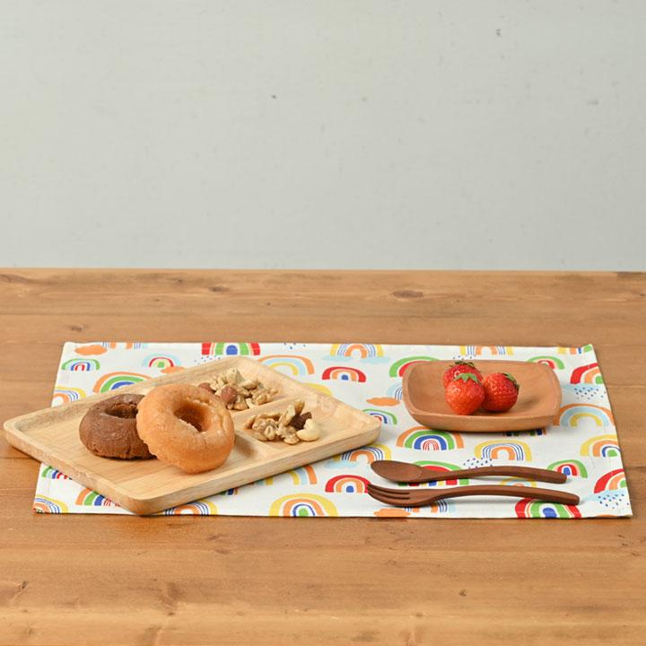 ランチョンマット おしゃれ 北欧 布 42×32cm レインボー 日本製 fabrizm ティーマット 子供用 吸水 かわいい 虹 | fabrizm | 05