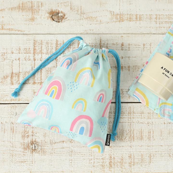 巾着袋 きんちゃく 小 Sサイズ 20×24cm 小学校 小学生 保育園 幼稚園 入園 入学 レインボー 日本製 fabrizm 給食袋 コップ入れ 男の子 女の子 キッズ 子供 爆買 | fabrizm | 06