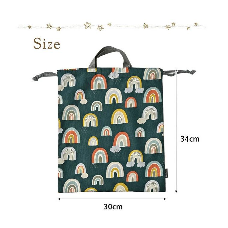 巾着袋 きんちゃく 大 Mサイズ 30×34 小学校 小学生 保育園 幼稚園 入園 入学 レインボー 日本製 fabrizm 手さげかばん 体操着入れ 男の子 女の子 キッズ 子供 |  | 03
