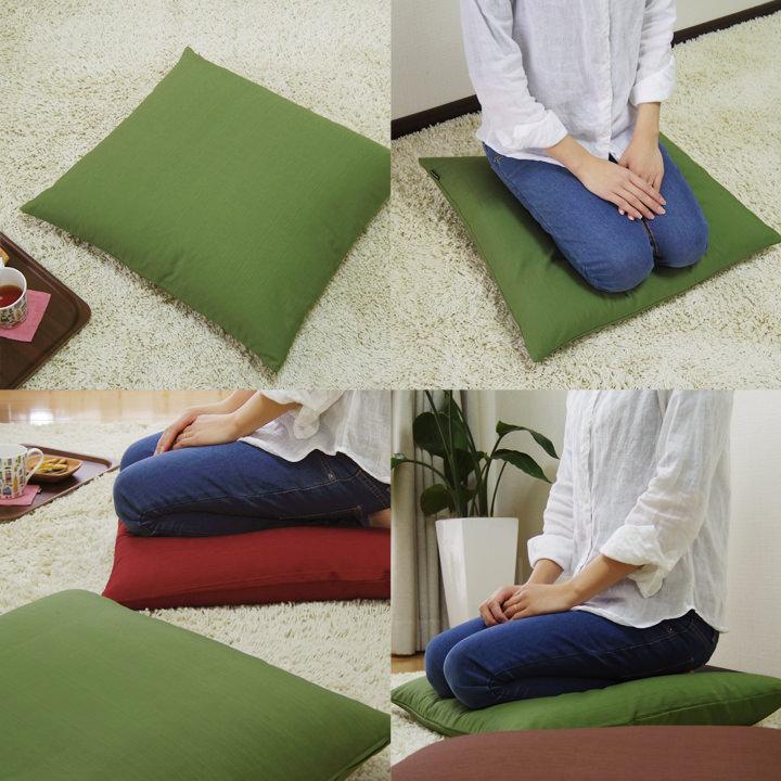 座布団カバー 中身付き 55×59 銘仙判 おしゃれ 無地 つむぎ 12色展開＆綿わた100％座布団ヌード 日本製 fabrizm 背当てカバー 中綿 敬老の日 爆買 | fabrizm | 05