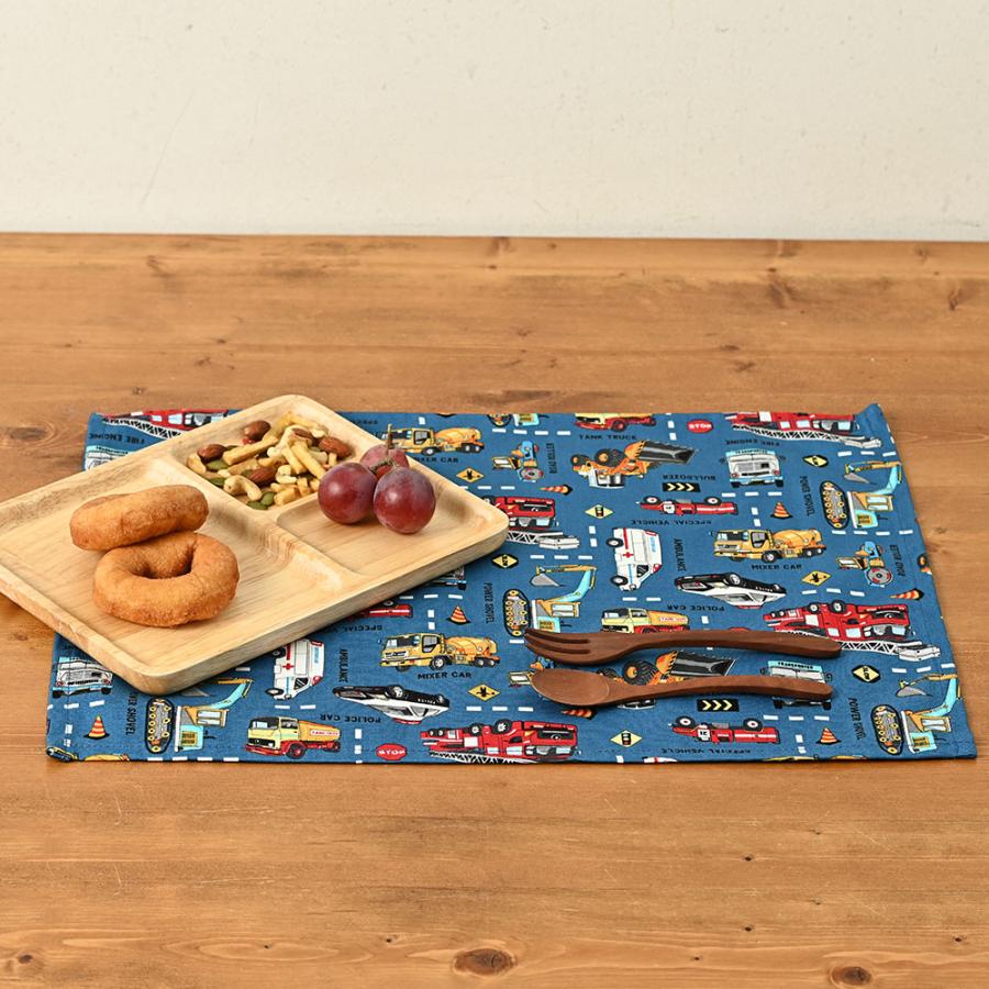 ランチョンマット おしゃれ 北欧 布 42×32cm はたらくくるま 日本製 fabrizm ティーマット 子供用 吸水 かわいい 車 爆買 | fabrizm | 14