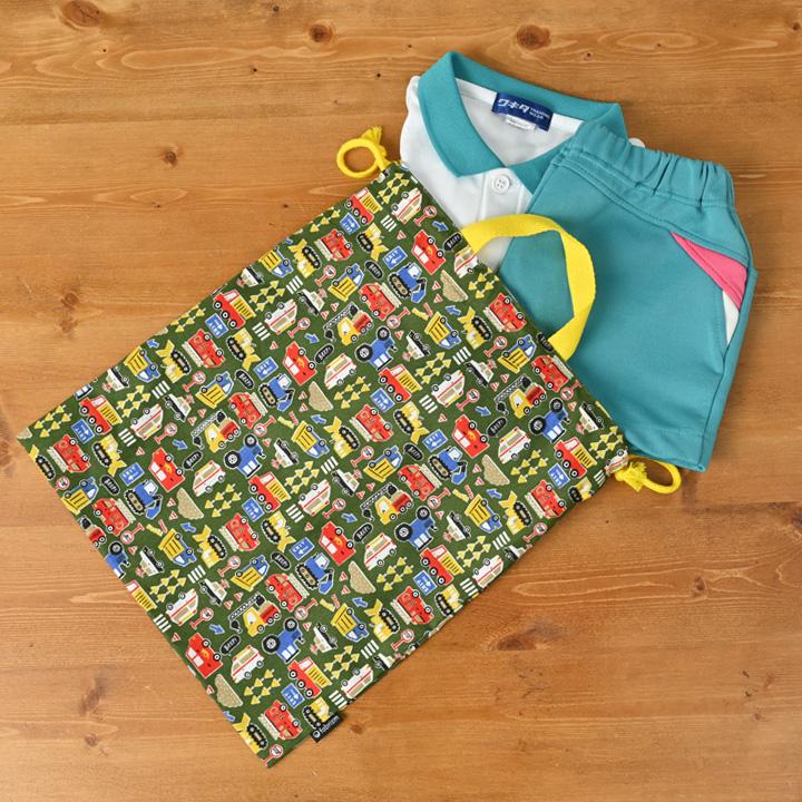 巾着袋 きんちゃく 大 Mサイズ 30×34 小学校 小学生 保育園 幼稚園 入園 入学 はたらくくるま 日本製 fabrizm 手さげかばん 体操着入れ 男の子 女の子 キッズ |  | 07