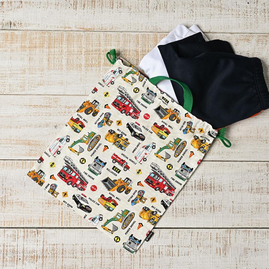 巾着袋 きんちゃく 大 Mサイズ 30×34 小学校 小学生 保育園 幼稚園 入園 入学 はたらくくるま 日本製 fabrizm 手さげかばん 体操着入れ 男の子 女の子 キッズ |  | 11