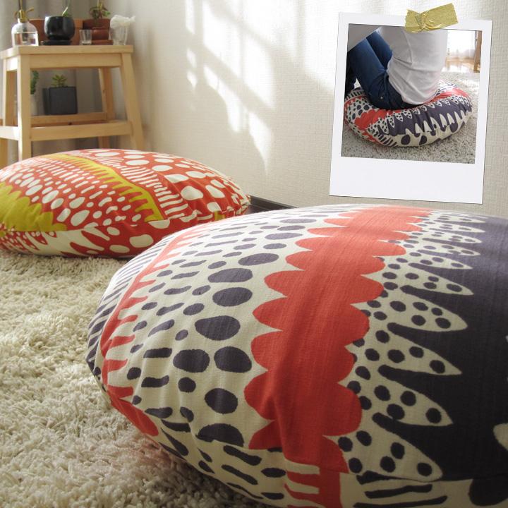 クッションカバー 中身付き 丸型 65 北欧 直径65cm バニラン＆ポリエステルわたヌードクッション 日本製 fabrizm 背当てカバー 座布団カバー 円形 爆買 | fabrizm | 10