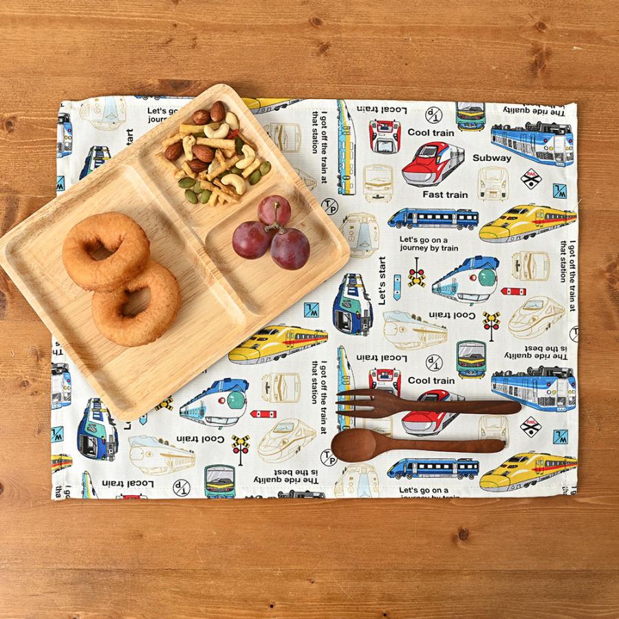 ランチョンマット おしゃれ 北欧 布 42×32cm でんしゃ 日本製 fabrizm ティーマット 子供用 吸水 かわいい 爆買 | fabrizm | 07