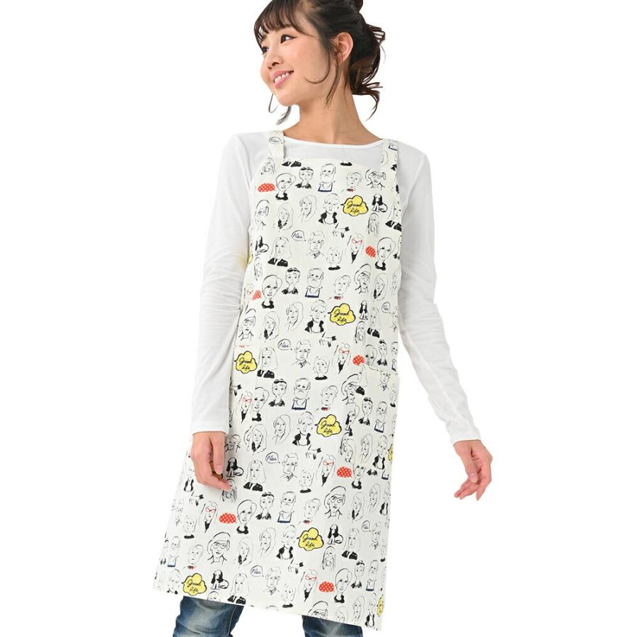 エプロン おしゃれ かわいい 保育士 北欧 キッチンエプロン ひざ丈 フェイス 日本製 fabrizm 母の日 ワークエプロン 料理教室  バッククロス | fabrizm | 09