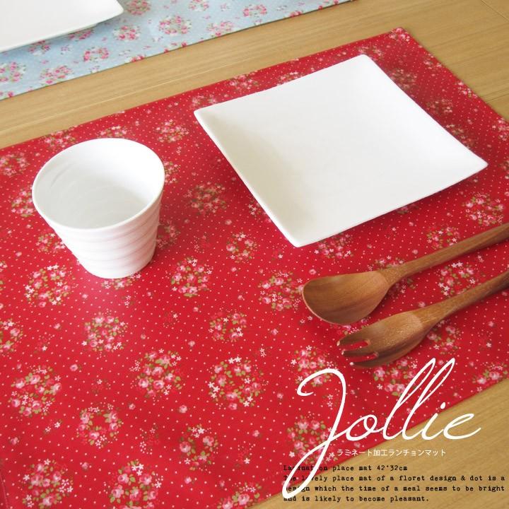 ランチョンマット おしゃれ 北欧 布 撥水 42×32cm ジョリィ 日本製 fabrizm ティーマット かわいい 子供用 小花柄  ビニールラミネート加工 | fabrizm | 02
