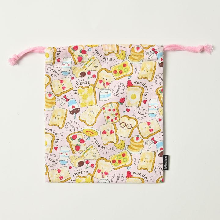 巾着袋 きんちゃく 小 Sサイズ 20×24cm 小学校 小学生 保育園 幼稚園 入園 入学 食パン 日本製 fabrizm 給食袋 コップ入れ 男の子 女の子 キッズ 子供 爆買 | fabrizm | 09