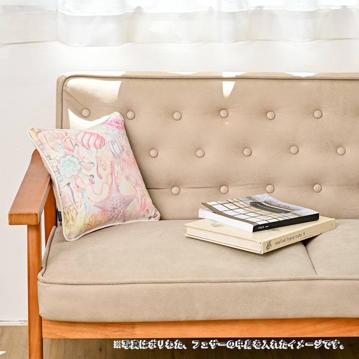 クッションカバー 中身付き 30×30 北欧 花 30角 nora.＆ポリエステルわたヌードクッション 日本製 fabrizm 背当てカバー 小さめ 爆買 | fabrizm | 17