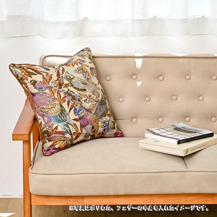 クッションカバー 中身付き 45×45 北欧 花 45角 nora.＆アップサイクルフェザーヌードクッション 日本製 fabrizm 背当てカバー 爆買 | fabrizm | 18