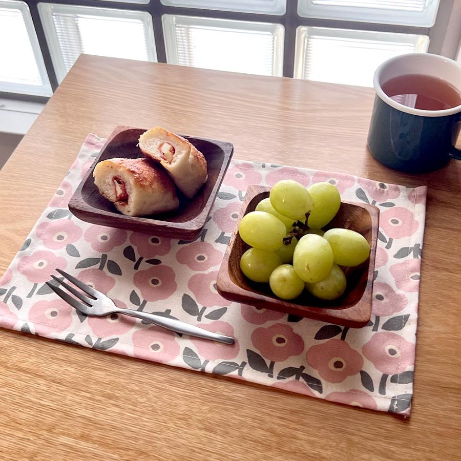 ランチョンマット 子供 小学校 おしゃれ 北欧 布 キッズランチョンマット 30×20cm フラワー 日本製 fabrizm 幼稚園 保育園 ティーマット 吸水 | fabrizm | 12