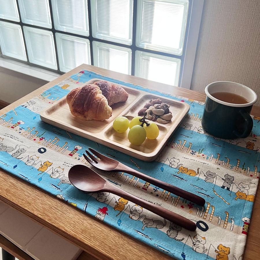 ランチョンマット おしゃれ 北欧 布 42×32cm ねこシリーズ 日本製 fabrizm ティーマット 子供用 吸水 かわいい 車 爆買 | fabrizm | 15