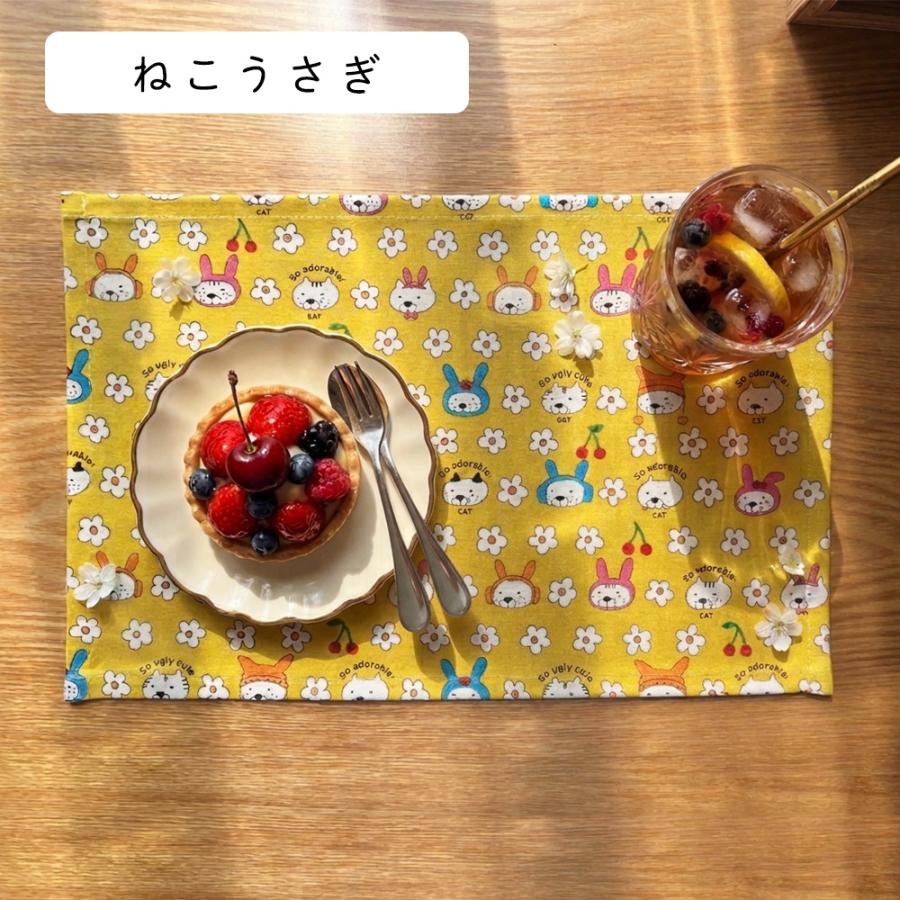 ランチョンマット 子供 小学校 おしゃれ 北欧 布 キッズランチョンマット 30×20cm ねこシリーズ 日本製 fabrizm 幼稚園 保育園 ティーマット 吸水 | fabrizm | 10