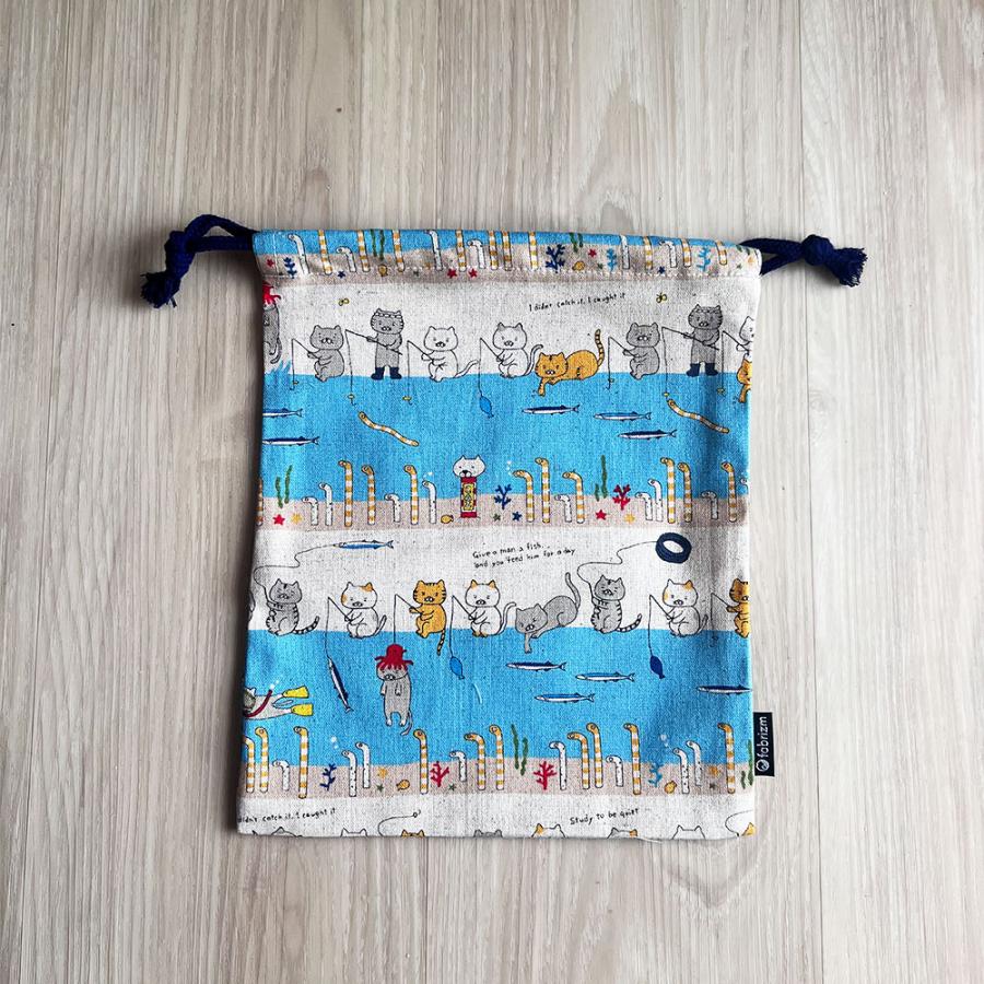 巾着袋 きんちゃく 小 Sサイズ 20×24cm 小学校 小学生 保育園 幼稚園 入園 入学 ねこシリーズ 日本製 fabrizm 給食袋 コップ入れ 男の子 女の子 キッズ 子供 |  | 16