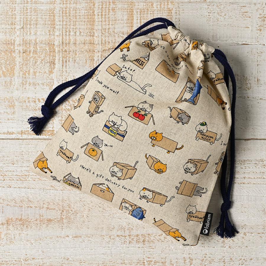 巾着袋 きんちゃく 小 Sサイズ 20×24cm 小学校 小学生 保育園 幼稚園 入園 入学 ねこシリーズ 日本製 fabrizm 給食袋 コップ入れ 男の子 女の子 キッズ 子供 |  | 10