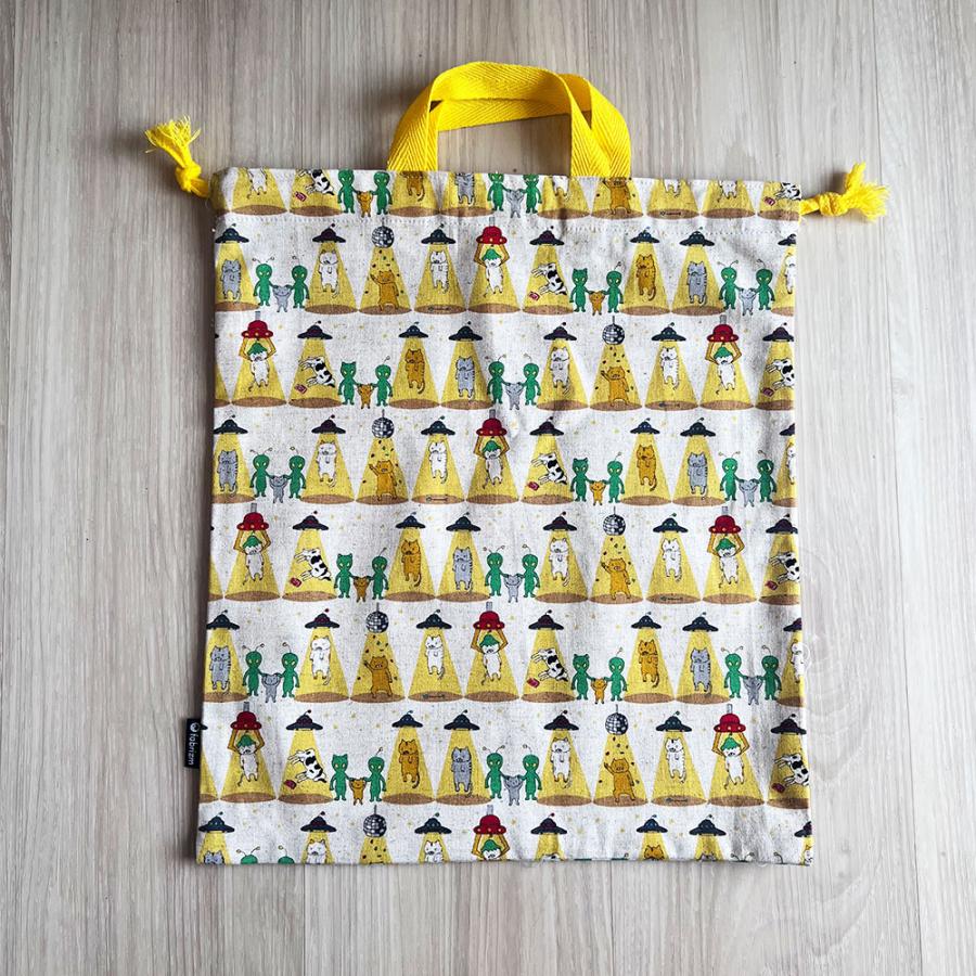 巾着袋 きんちゃく 大 Mサイズ 30×34 小学校 小学生 保育園 幼稚園 入園 入学 ねこシリーズ 日本製 fabrizm 手さげかばん 体操着入れ 男の子 女の子 キッズ |  | 15