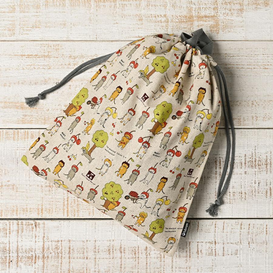 巾着袋 きんちゃく 大 Mサイズ 30×34 小学校 小学生 保育園 幼稚園 入園 入学 ねこシリーズ 日本製 fabrizm 手さげかばん 体操着入れ 男の子 女の子 キッズ |  | 11