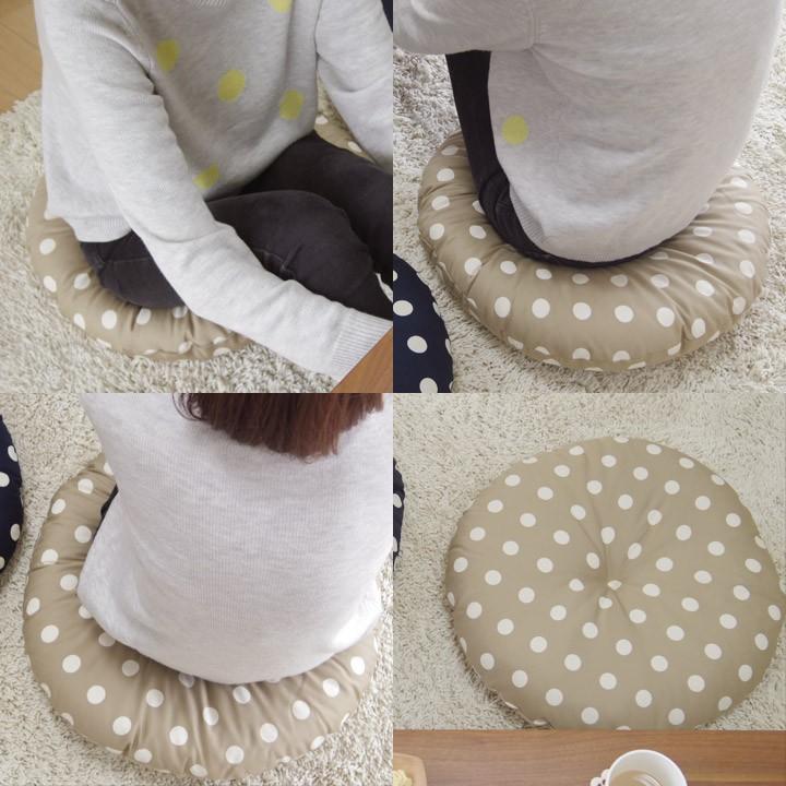 クッション 丸型 フロアクッション ラウンドクッション M みずたま 日本製 fabrizm 帝人クリスター 座布団 丸座布団 北欧 ドット | fabrizm | 01