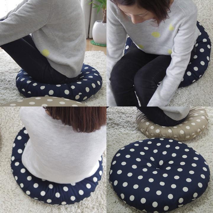 クッション 丸型 フロアクッション ラウンドクッション M みずたま 日本製 fabrizm 帝人クリスター 座布団 丸座布団 北欧 ドット | fabrizm | 06