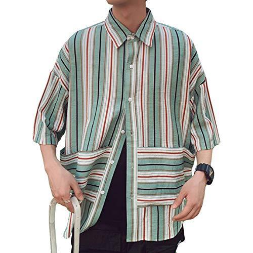 激安通販 シャツ カップル 半袖 シャツ ニカ メンズ カジュアル シャツグリーンt1 ゆったり シャツ ストライプ 薄手 おしゃれ シャツ ビジネス 無地 夏 ワイシャツ 半袖 Popshap Com