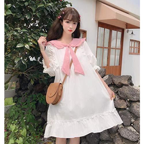 100 品質保証 ゆったり ワンピース 可愛い Mengfanレディース 体型カバー ワンピースホワイト Bf風 原宿風 お洒落 ワンピース 森ガール レディース 半袖 Adlinkpublicity Com