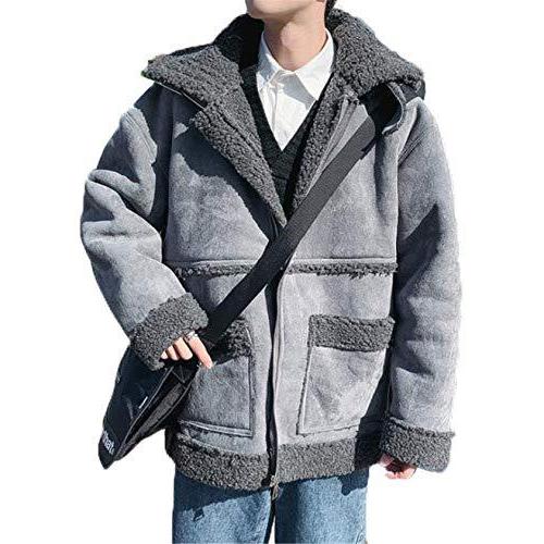 あなたにおすすめの商品 フェイクムートン メンズ セーム革コート ベィジャン Bajian ベィジャン ムートンコート フード アウター ボアコート 秋冬 厚手 トップス Nomadsun Frb Io