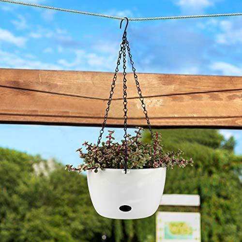 T4u 24cm 植木鉢 ハンギングバスケット 吊り鉢 ハンギングプランター 観葉植物 花鉢 自動給水 屋内屋外 白 ２点入 高知インター店