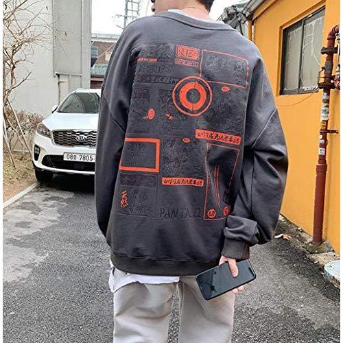 クラシック Yyq Shop メンズ 韓国ファッション 8グレー ストリート系 春服 アウター トップスプルオーバー クルーネック パーカー ゆったり 長袖 トレーナー トレーナー Aurafest Fi