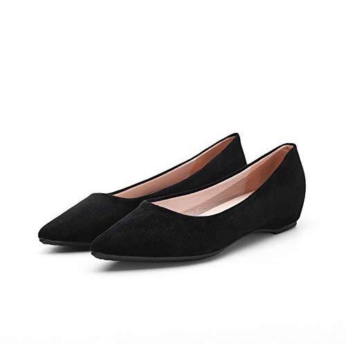 インヒール パンプス ローヒール ペタンコ ローヒールパンプス 25.5cm 歩きやすい レディース 疲れない スエード かわいい 旅行 黒